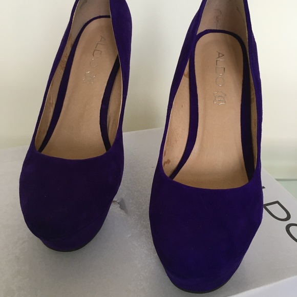 ALDO Purple Suede Platform Wedges Siz 38 BNIB! - Picture 2 of 15